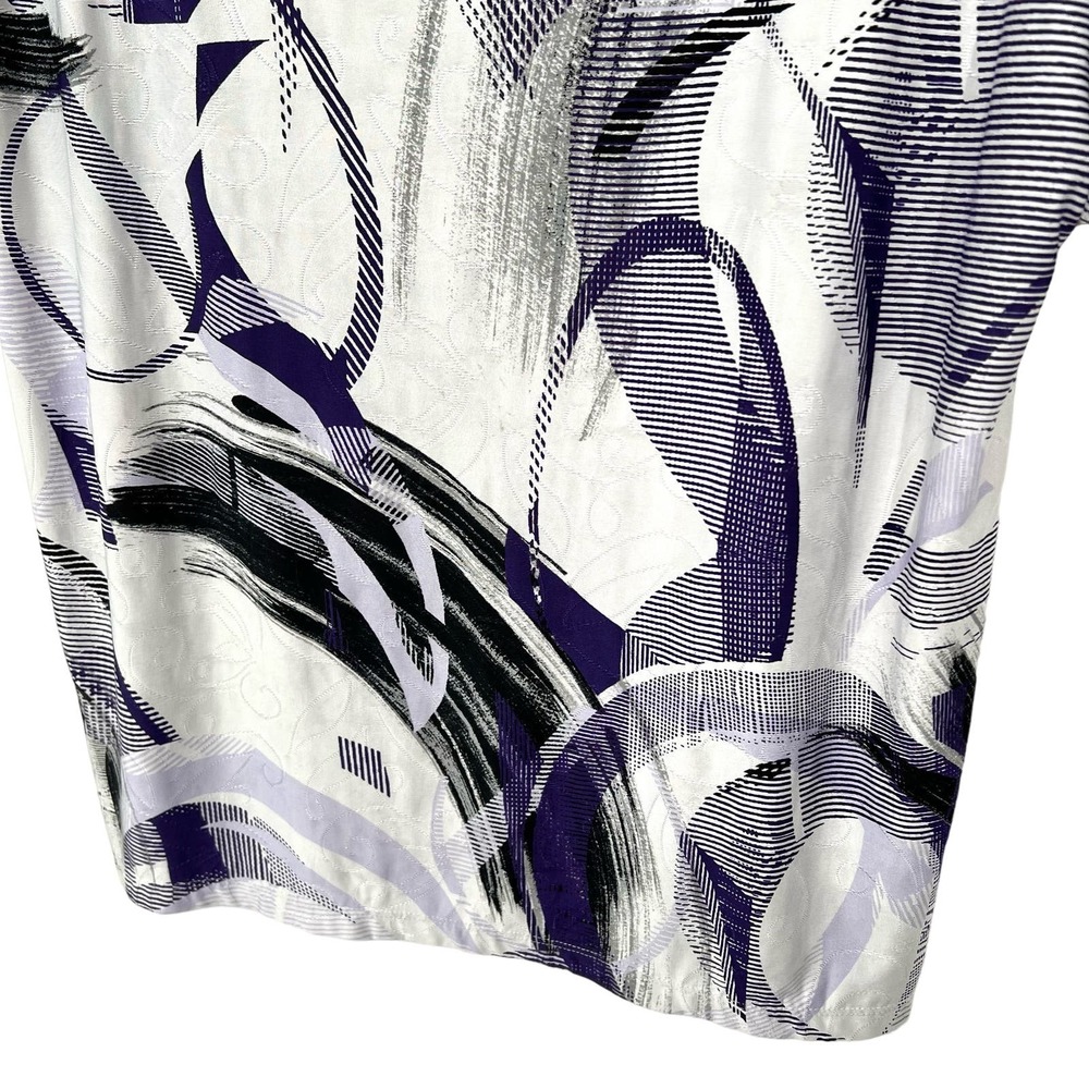 Chicos Easywear Sz 1 MEDIUM 8/10 Purple Stretchy Blouse Shirt Top Mature Comfy - Picture 4 of 7